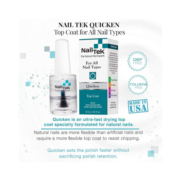 Nail Tek Quicken Fast Drying Top Coat for All Nail Types